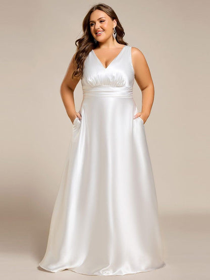 Satin Maxi Wedding Guest Dress with Pockets