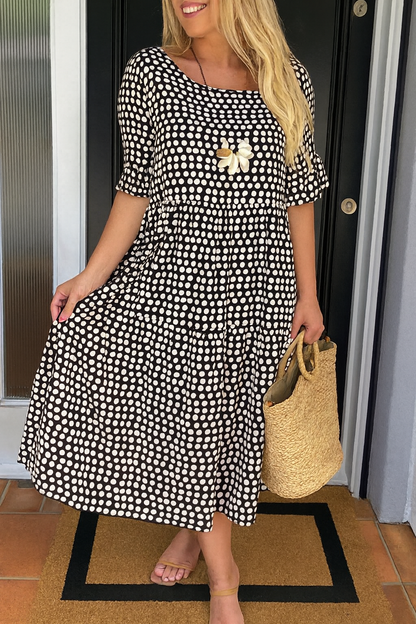 Iris | Sable Short-Sleeve Midi Dress — Black — Alfa Empire, view 4