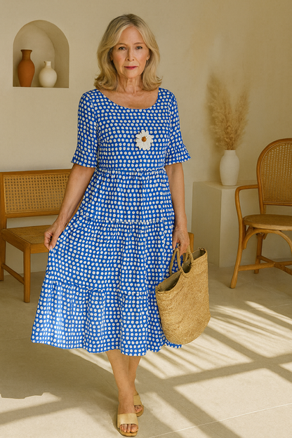 Iris | Sable Short-Sleeve Midi Dress — Alfa Empire, view 8