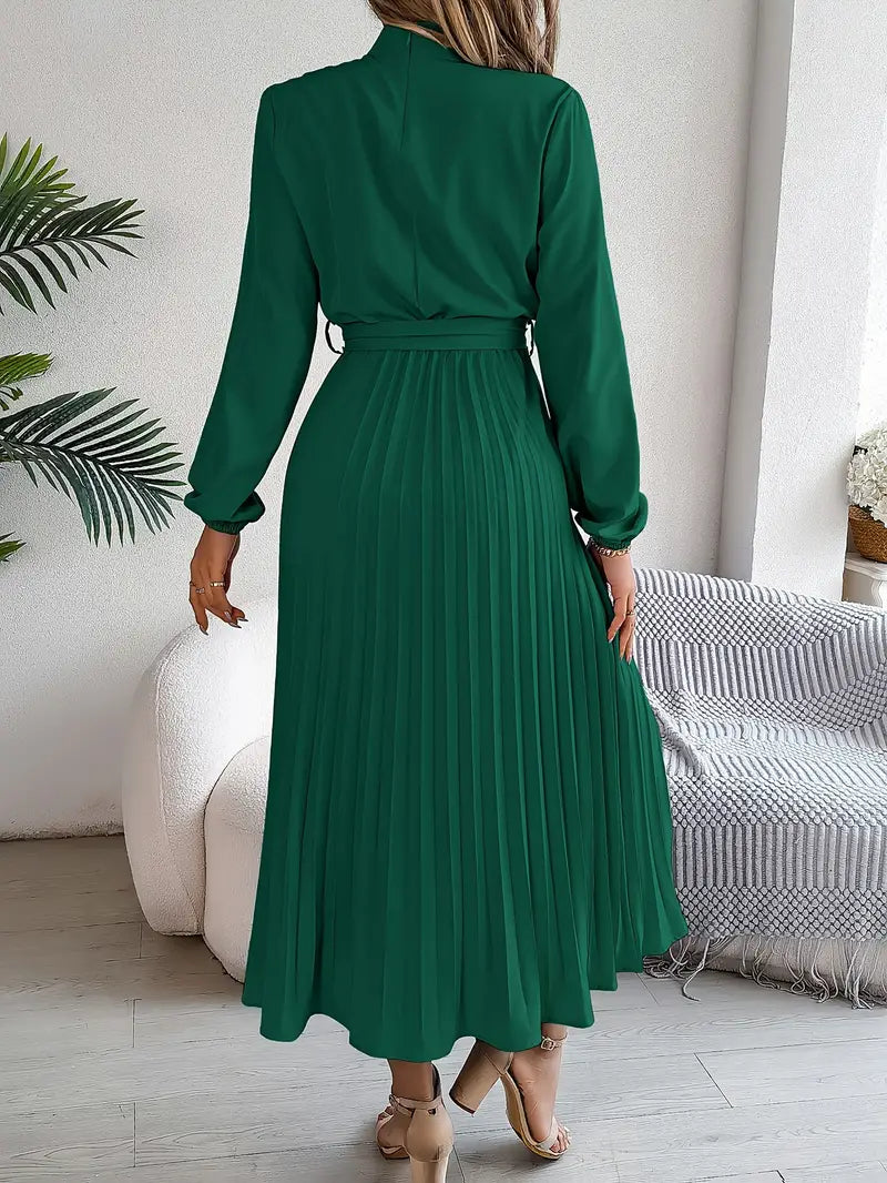Isabella | Long-Sleeve Belted Waist Midi Dress — Alfa Empire, view 4