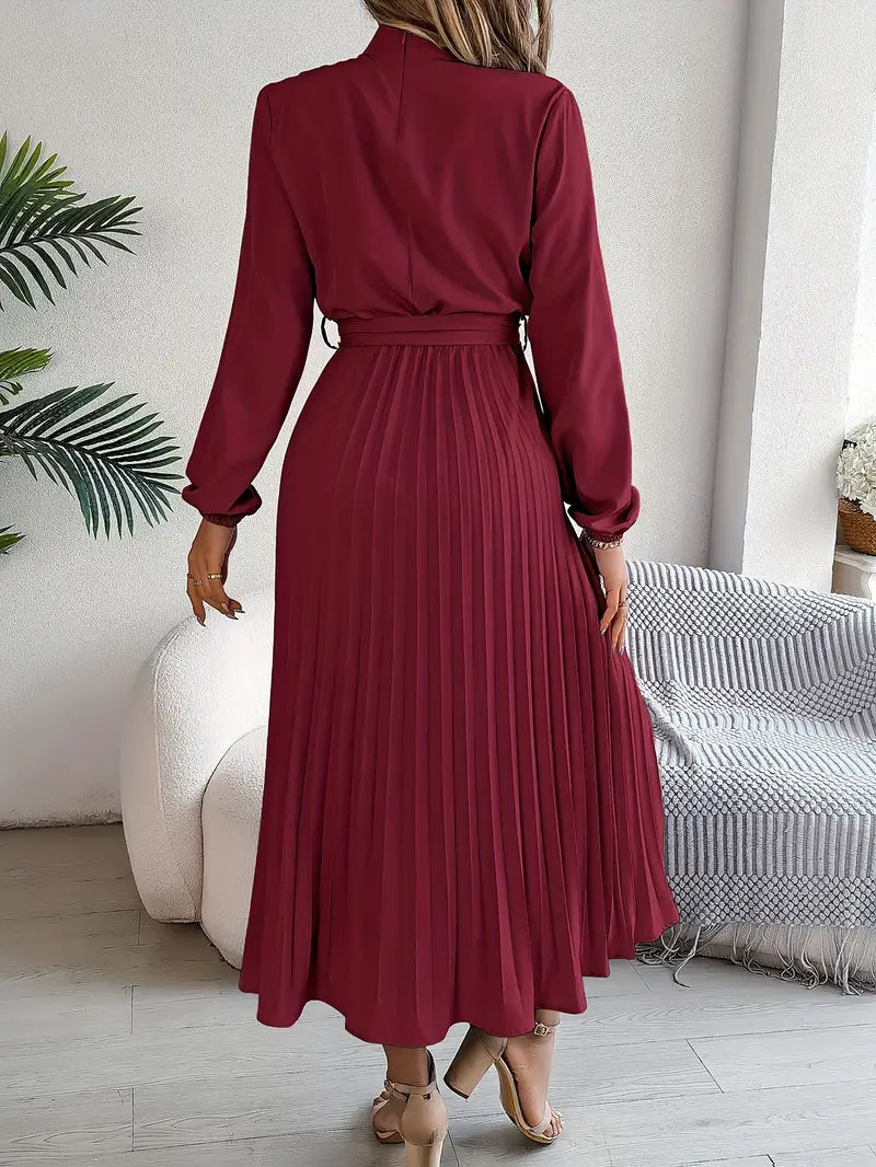 Isabella | Long-Sleeve Belted Waist Midi Dress — Alfa Empire, view 6