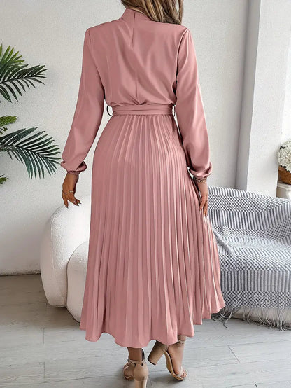 Isabella | Long-Sleeve Belted Waist Midi Dress — Alfa Empire, view 8