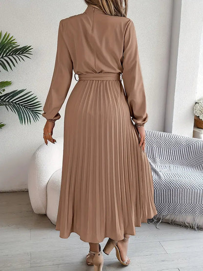 Isabella | Long-Sleeve Belted Waist Midi Dress — Alfa Empire, view 10