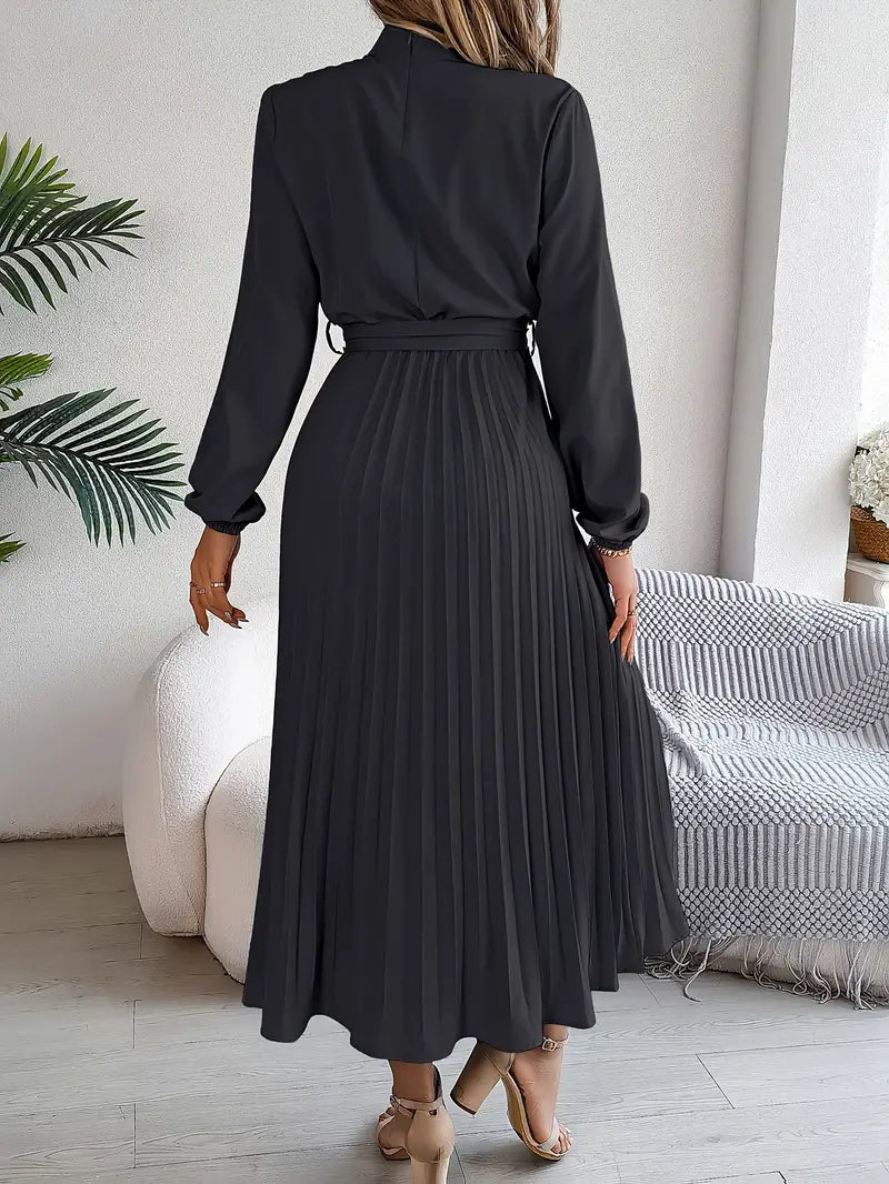 Isabella | Long-Sleeve Belted Waist Midi Dress — Alfa Empire, view 12