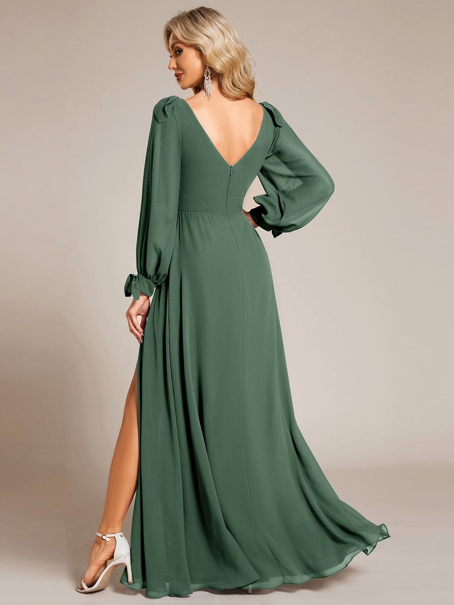 Open Lantern Sleeve A-Line Bridesmaid Dress