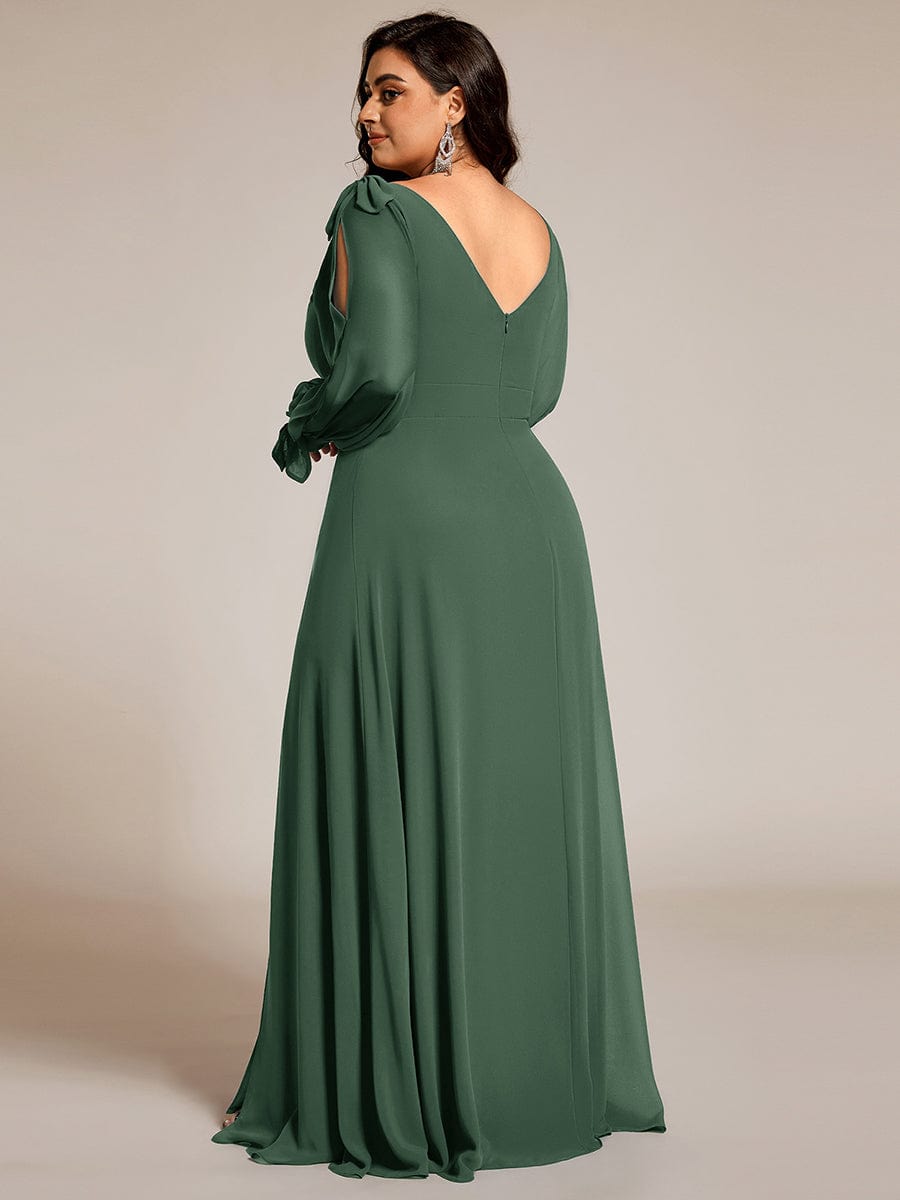 Open Lantern Sleeve A-Line Bridesmaid Dress