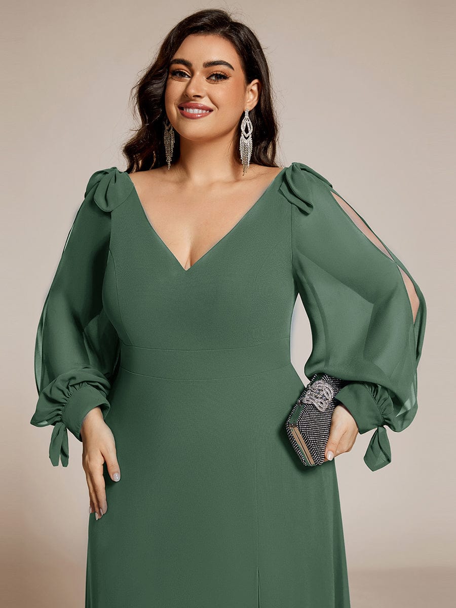 Open Lantern Sleeve A-Line Bridesmaid Dress