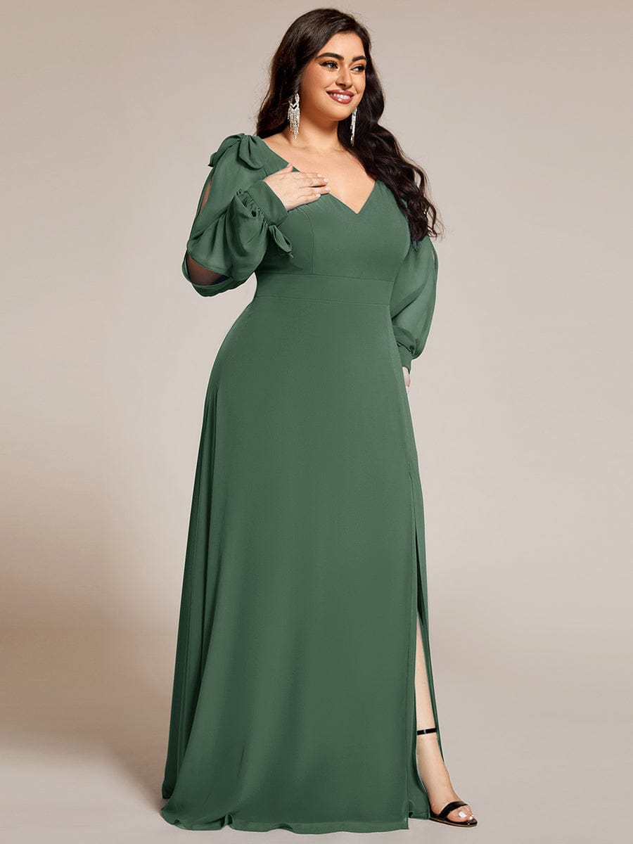 Open Lantern Sleeve A-Line Bridesmaid Dress