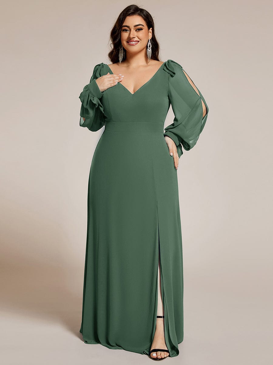 Open Lantern Sleeve A-Line Bridesmaid Dress