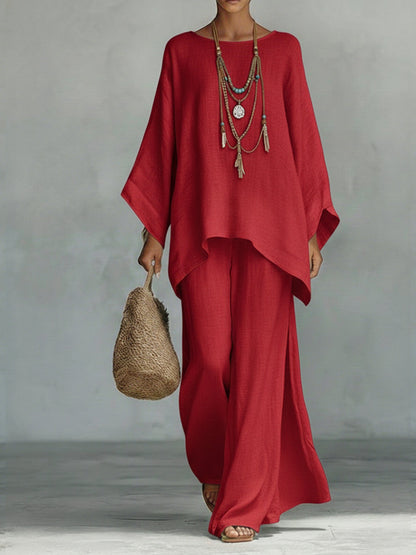 Jacqui | Refined Wide Sleeve and Pant Set — Red — Alfa Empire, view 3