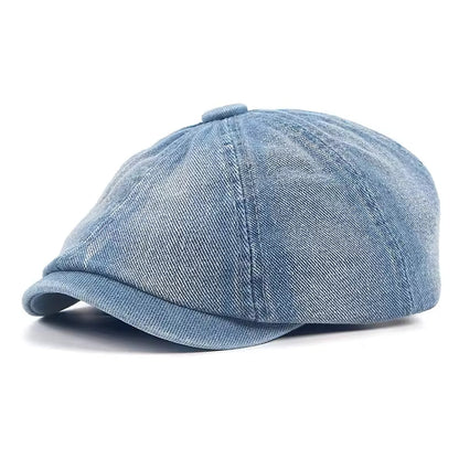 James | Classic Denim Flat Cap — Mid Blue — Alfa Empire, view 2