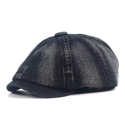 James | Classic Denim Flat Cap — Coal Black — Alfa Empire, view 3