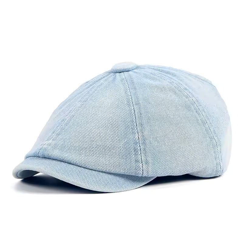 James | Classic Denim Flat Cap — Sky Wash — Alfa Empire, view 4