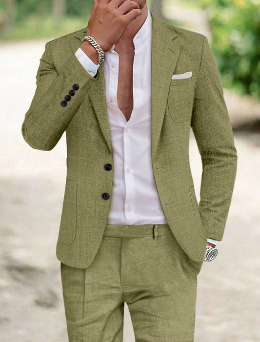 Jamie | Tailored Single Breasted Two-buttons 2 Pieces Suit — Olive Green — Alfa Empire, view 2
