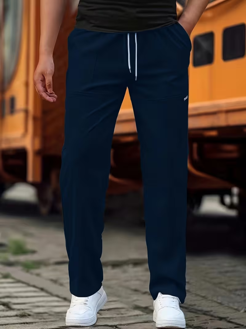 Jasper | Casual Lightweight Straight-Leg Pants — Navy Blue — Alfa Empire, view 1