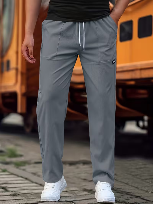 Jasper | Casual Lightweight Straight-Leg Pants — Dark Grey — Alfa Empire, view 2