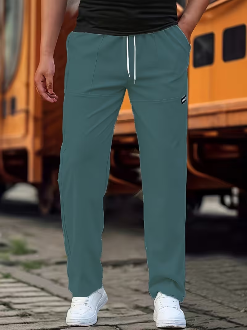 Jasper | Casual Lightweight Straight-Leg Pants — Military Blue — Alfa Empire, view 4
