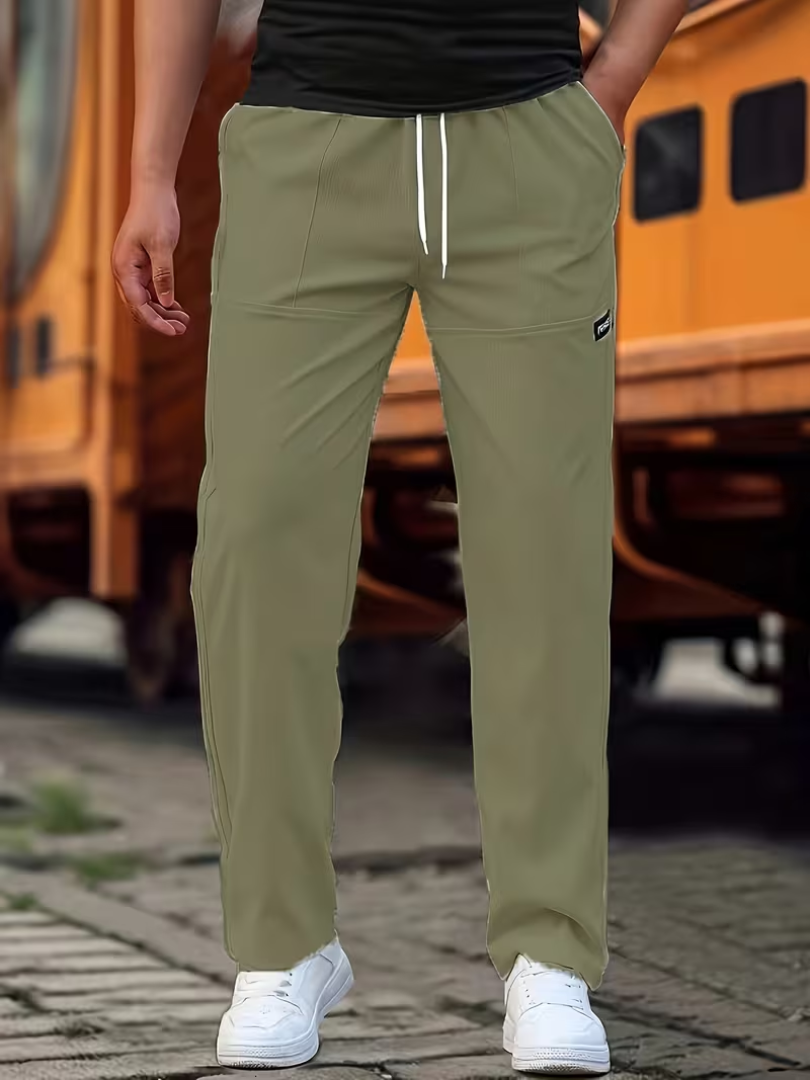 Jasper | Casual Lightweight Straight-Leg Pants — Olive Green — Alfa Empire, view 5