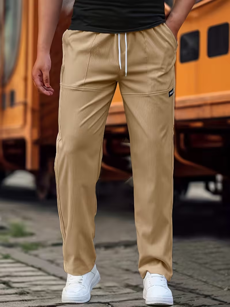 Jasper | Casual Lightweight Straight-Leg Pants — Khaki — Alfa Empire, view 6