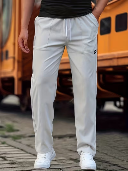 Jasper | Casual Lightweight Straight-Leg Pants — Light Grey — Alfa Empire, view 7
