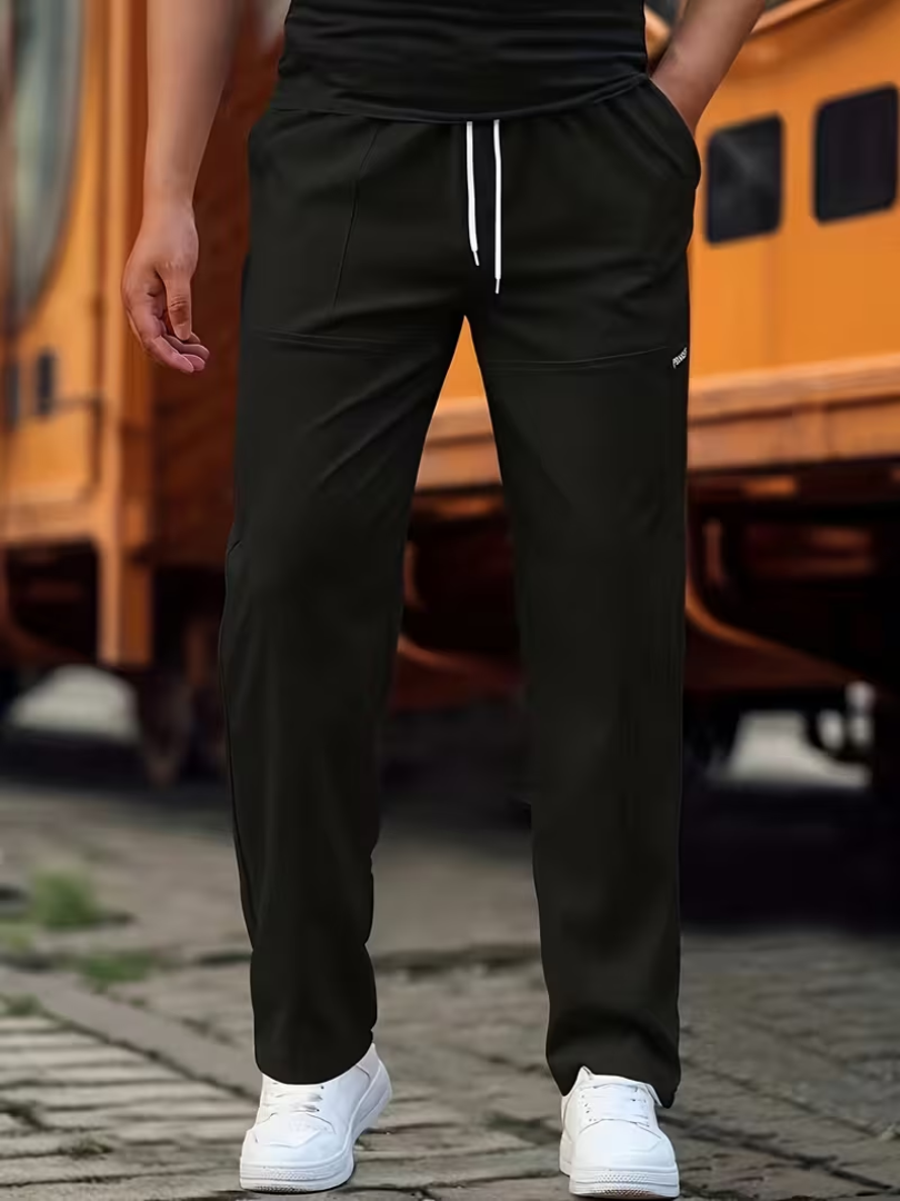 Jasper | Casual Lightweight Straight-Leg Pants — Black — Alfa Empire, view 8