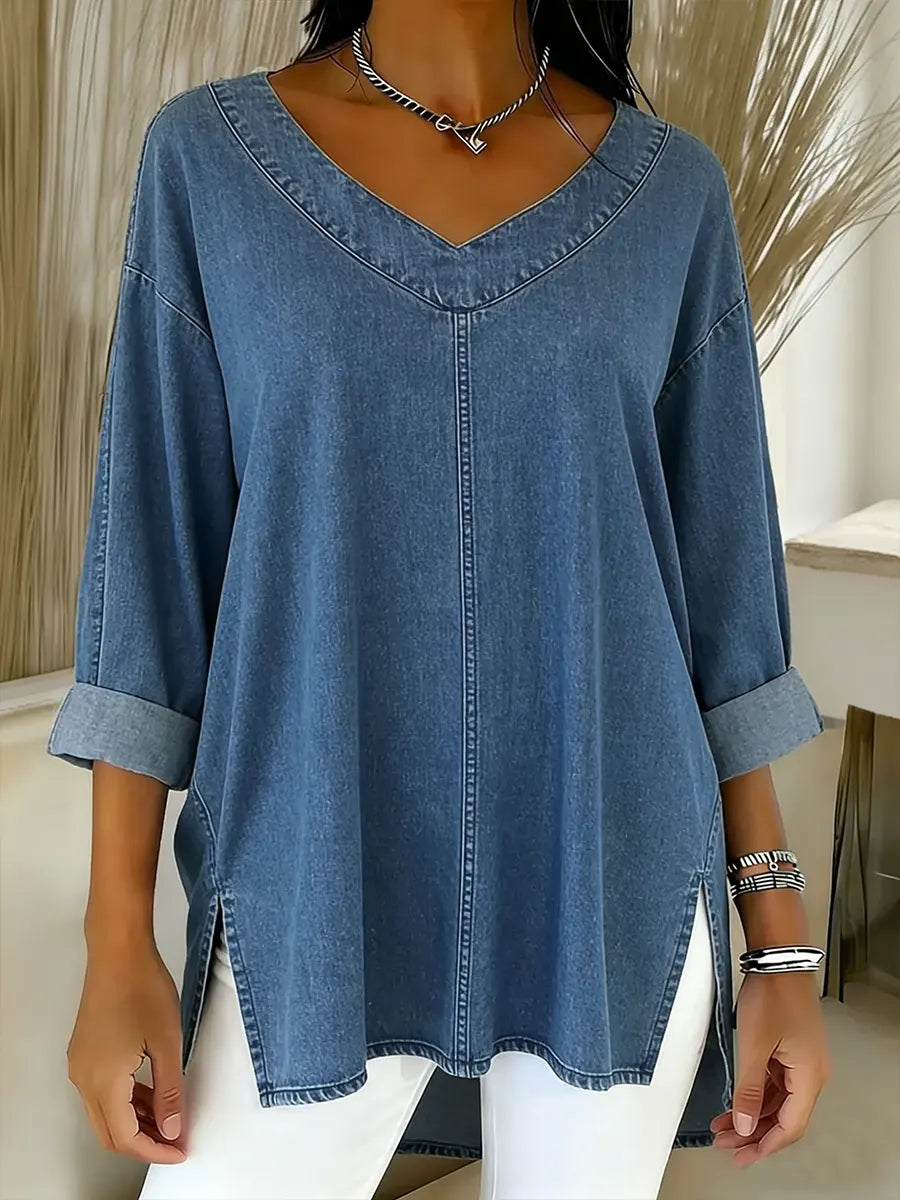 Jenelyn - Timeless Denim Shirt — Blue — Alfa Empire, view 1