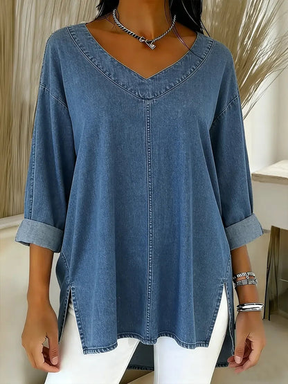 Jenelyn - Timeless Denim Shirt — Blue — Alfa Empire, view 1