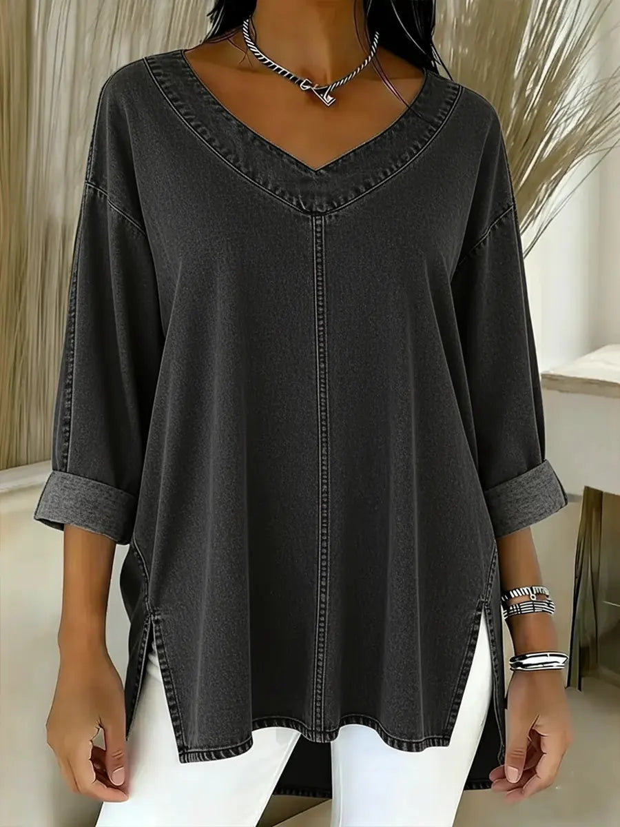 Jenelyn - Timeless Denim Shirt — Black — Alfa Empire, view 2
