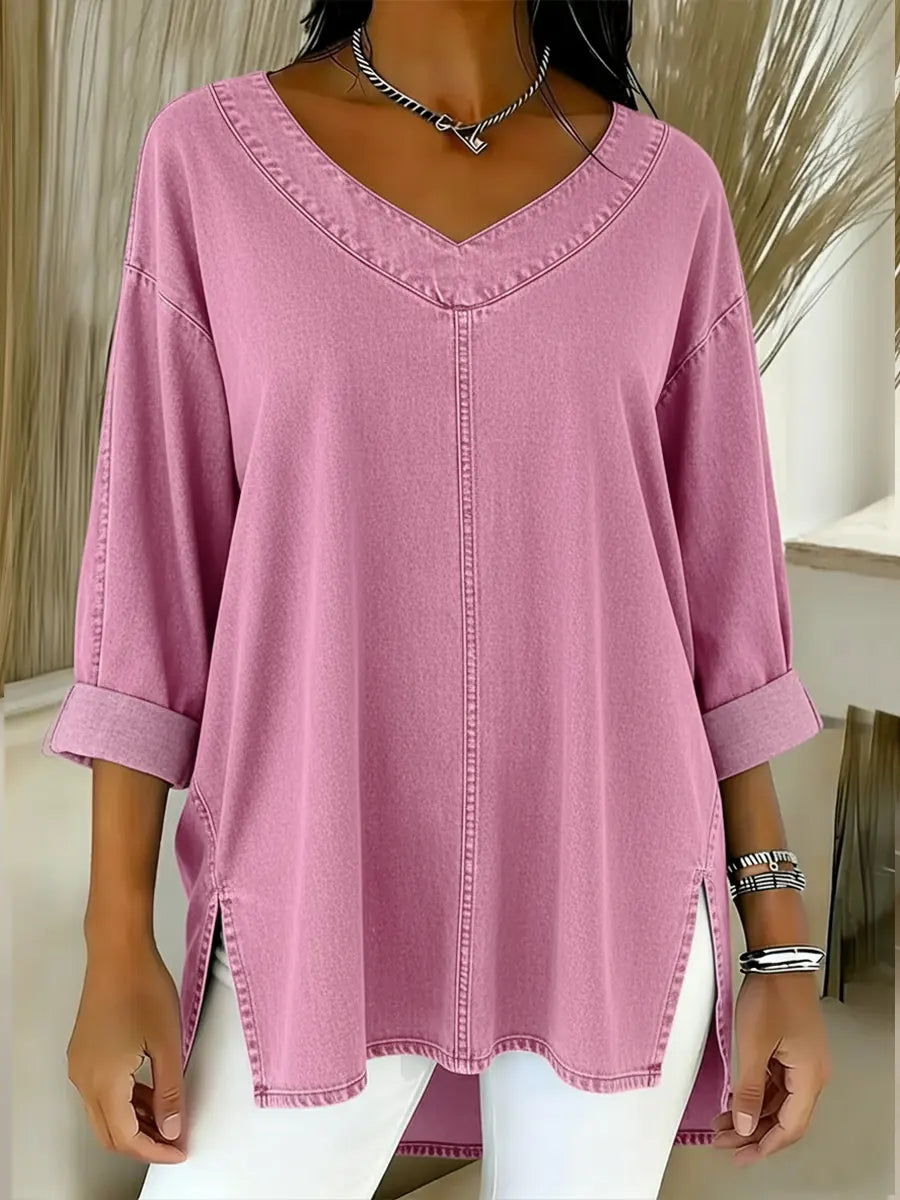 Jenelyn - Timeless Denim Shirt — Pink — Alfa Empire, view 3