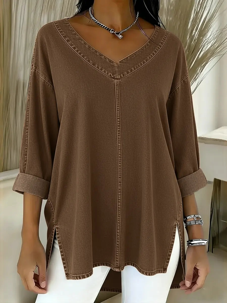 Jenelyn - Timeless Denim Shirt — Brown — Alfa Empire, view 5