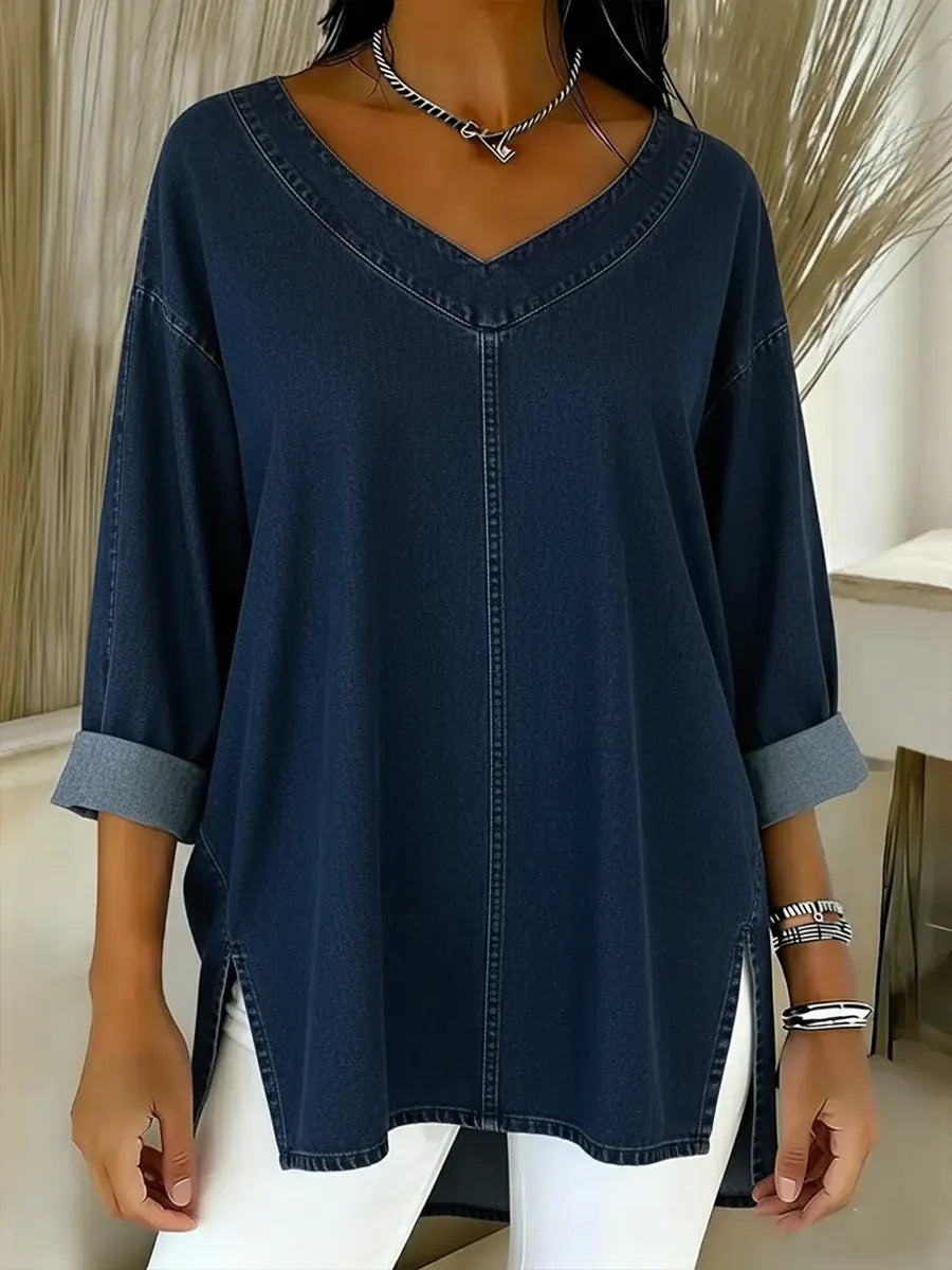 Jenelyn - Timeless Denim Shirt — Navy Blue — Alfa Empire, view 6