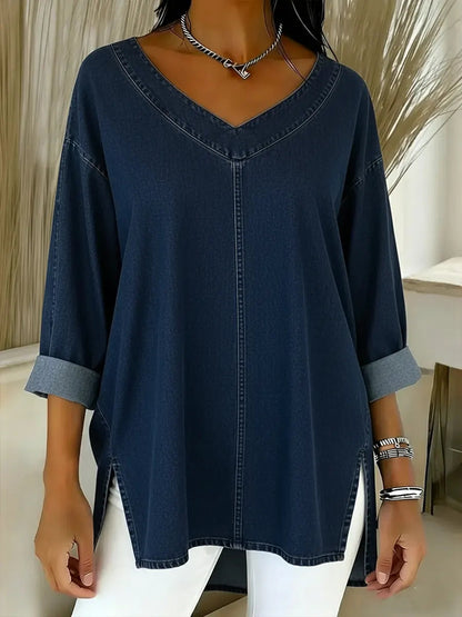 Jenelyn - Timeless Denim Shirt — Navy Blue — Alfa Empire, view 6