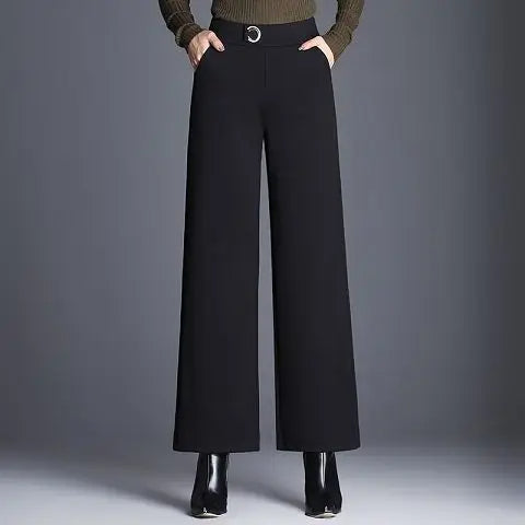 Jenny | Checked Wide-Leg Pants — Solid Black — Alfa Empire, view 7