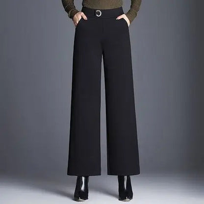 Jenny | Checked Wide-Leg Pants — Solid Black — Alfa Empire, view 7
