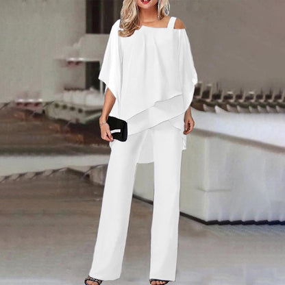 Jessie | Refined Draped Two-Piece Wide-Leg Set — Wehite — Alfa Empire, view 3