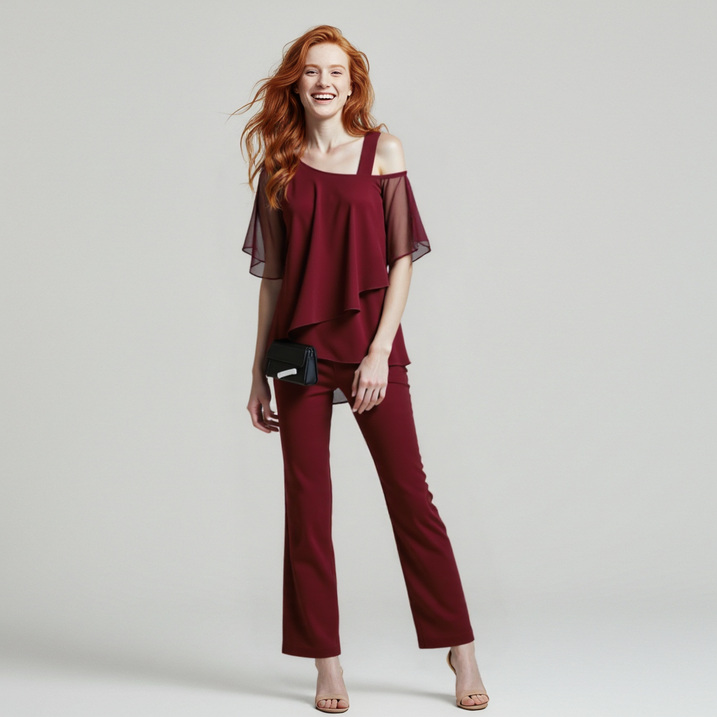 Jessie | Refined Draped Two-Piece Wide-Leg Set — Alfa Empire, view 4