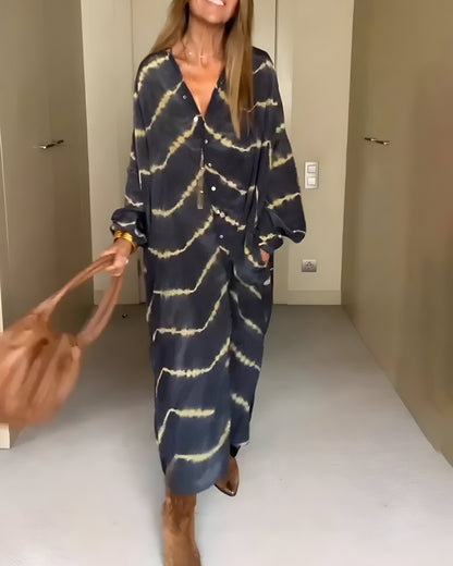 Julia | Modern Oversized V-Neck Dress — Alfa Empire, view 3