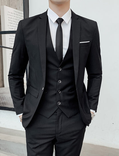 Kane | Single Breasted Two-buttons 3 Pieces Suit — Black — Alfa Empire, view 3