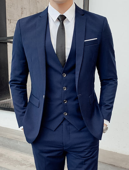 Kane | Single Breasted Two-buttons 3 Pieces Suit — Navy Blue — Alfa Empire, view 4