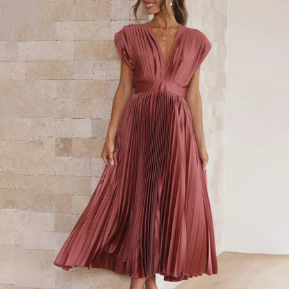 Kimberley | Modern Sleeveless V-Neck Dress — Rosegold — Alfa Empire, view 3