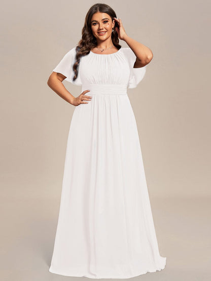 Plus Size Chiffon Simple Pleated A-Line Bridesmaid Dress — White