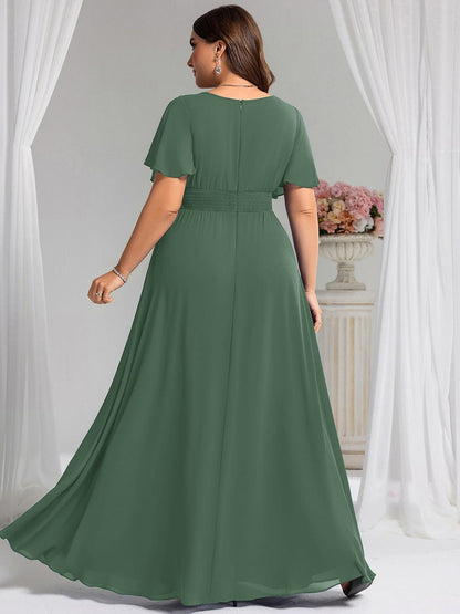 Plus Size Chiffon Simple Pleated A-Line Bridesmaid Dress