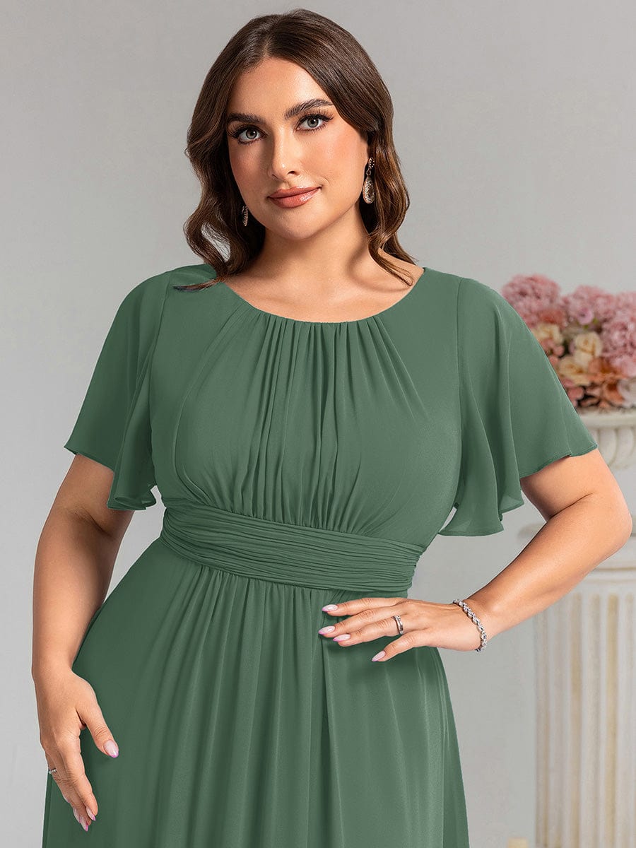 Plus Size Chiffon Simple Pleated A-Line Bridesmaid Dress