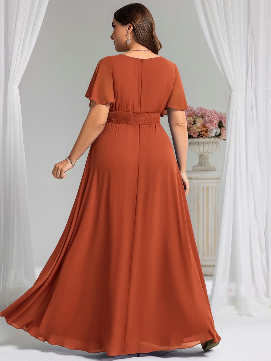 Plus Size Chiffon Simple Pleated A-Line Bridesmaid Dress