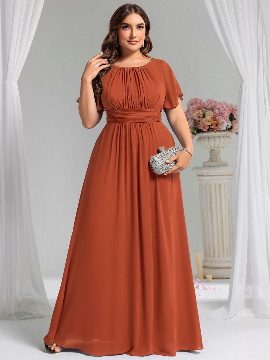 Plus Size Chiffon Simple Pleated A-Line Bridesmaid Dress