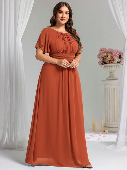 Plus Size Chiffon Simple Pleated A-Line Bridesmaid Dress