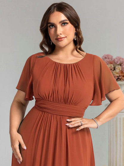 Plus Size Chiffon Simple Pleated A-Line Bridesmaid Dress