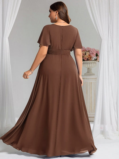 Plus Size Chiffon Simple Pleated A-Line Bridesmaid Dress