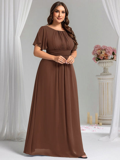 Plus Size Chiffon Simple Pleated A-Line Bridesmaid Dress