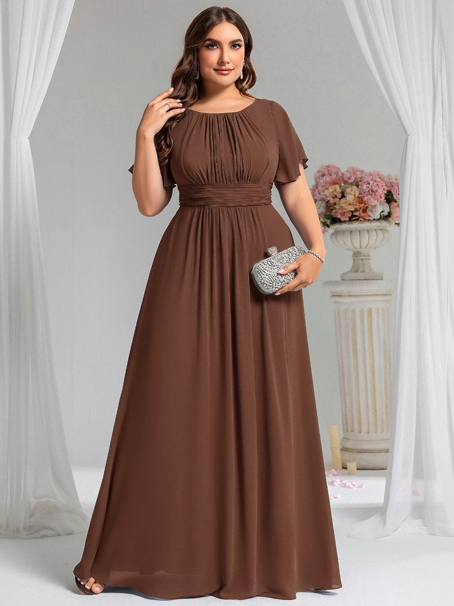 Plus Size Chiffon Simple Pleated A-Line Bridesmaid Dress